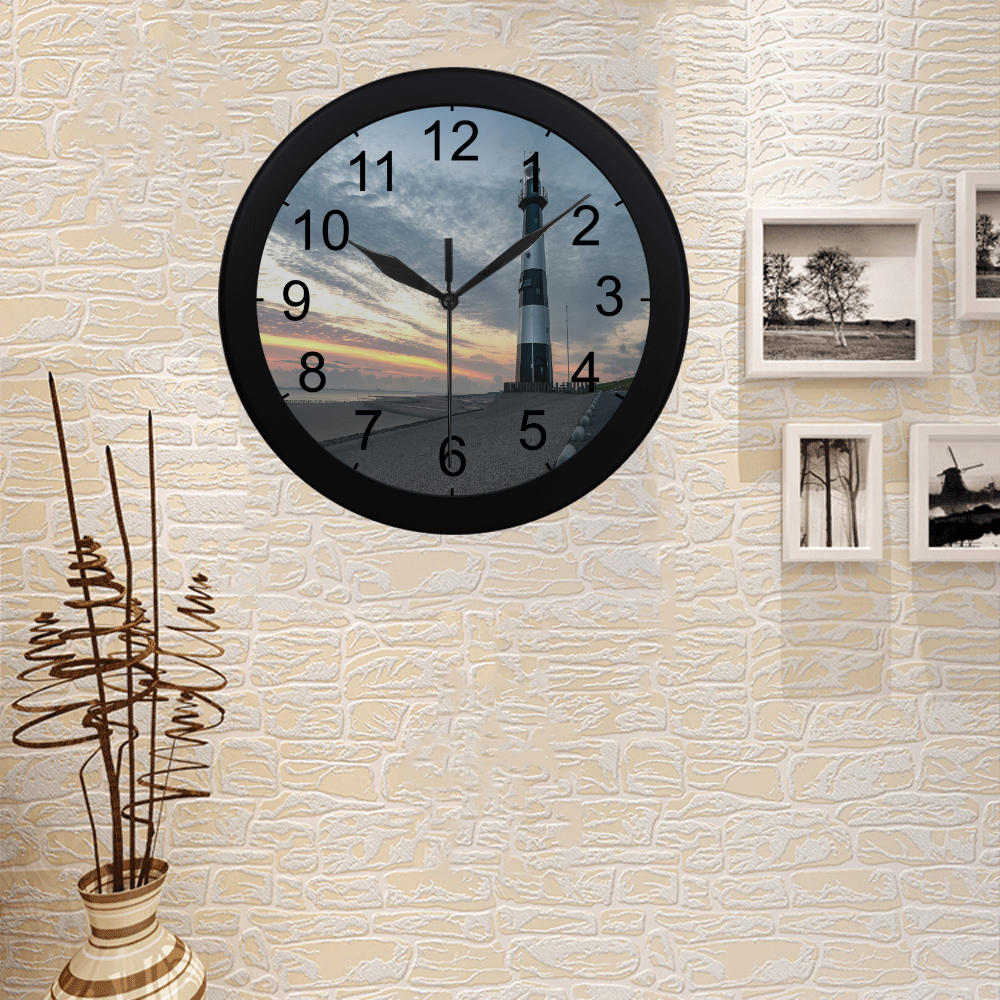 Sunrise Lighthouse Circular Plastic Wall clock