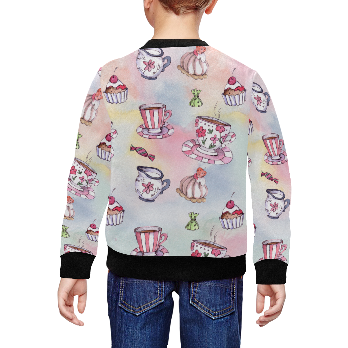 Coffee and sweeets All Over Print Crewneck Sweatshirt for Kids (Model H29)