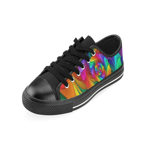 RAINBOW CANDY SWIRL Low Top Canvas Shoes for Kid (Model 018)
