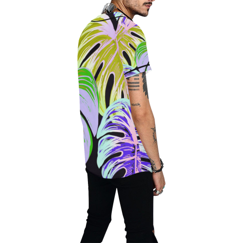 Pretty Leaves C by JamColors All Over Print Baseball Jersey for Men (Model T50)