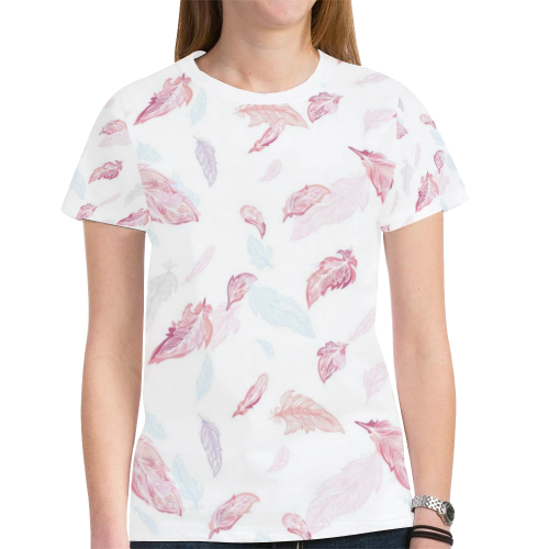 Feathers New All Over Print T-shirt for Women (Model T45)