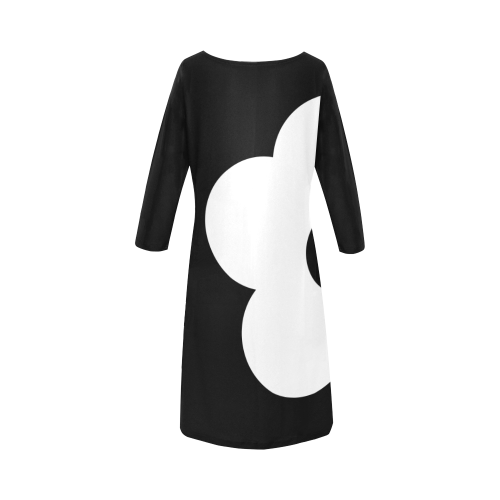 White Flower on Black by ArtformDesigns Round Collar Dress (D22)