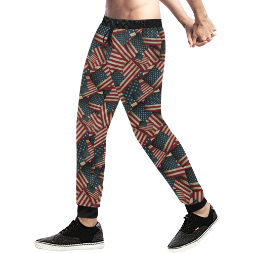 Patriotic USA American Flag Art Men's All Over Print Sweatpants (Model L11)