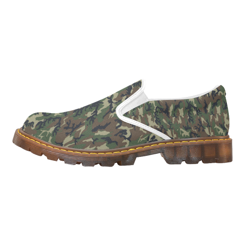 Woodland Forest Green Camouflage Martin Women's Slip-On Loafer (Model 12031)