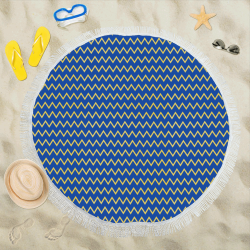 Chevron Jaune/Bleu Circular Beach Shawl 59"x 59"