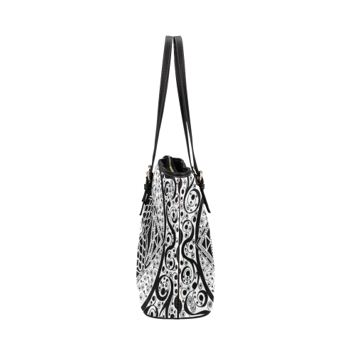 zentangle-pictures-471777 Leather Tote Bag/Large (Model 1651)