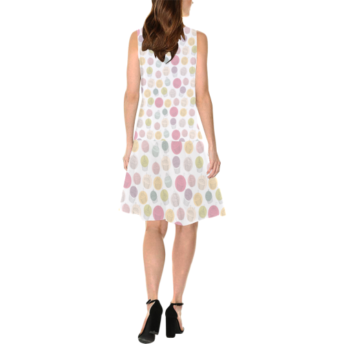 Colorful Cupcakes Sleeveless Splicing Shift Dress(Model D17)
