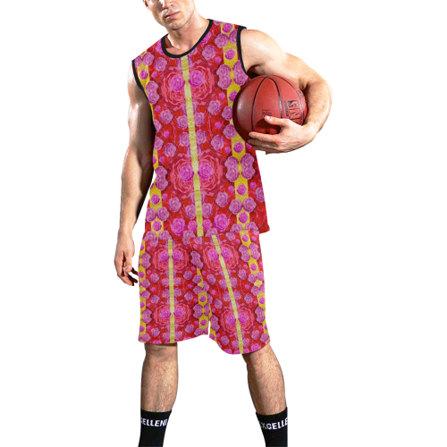 Roses and butterflies on ribbons as a gift of love All Over Print Basketball Uniform