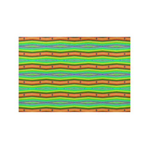 Bright Green Orange Stripes Pattern Abstract Placemat 12’’ x 18’’ (Set of 4)