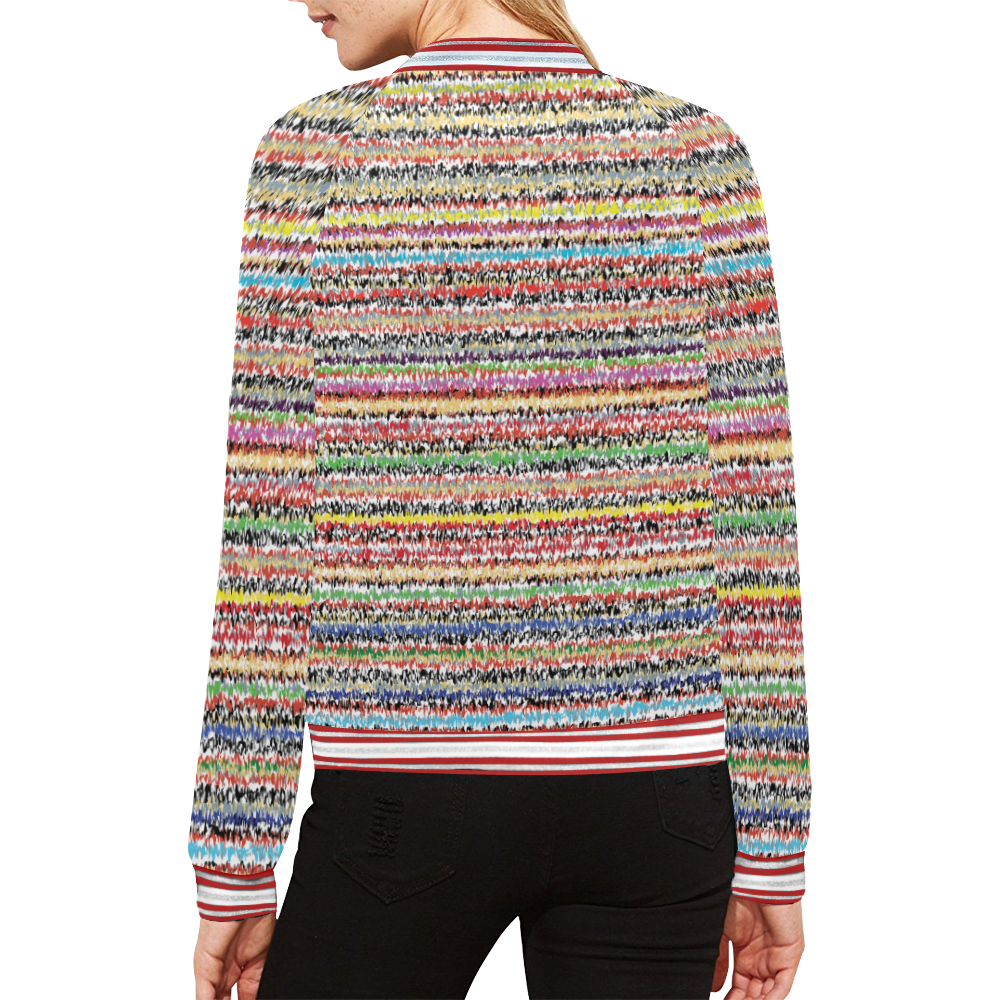 Patterns of colorful lines All Over Print Bomber Jacket for Women (Model H21)