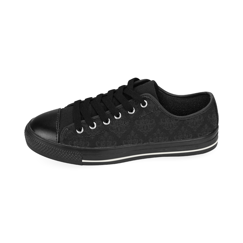 Black on Black Pattern Canvas Women's Shoes/Large Size (Model 018)