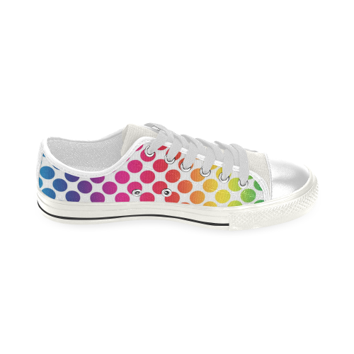 Rainbow Polka Dots Low Top Canvas Shoes for Kid (Model 018)