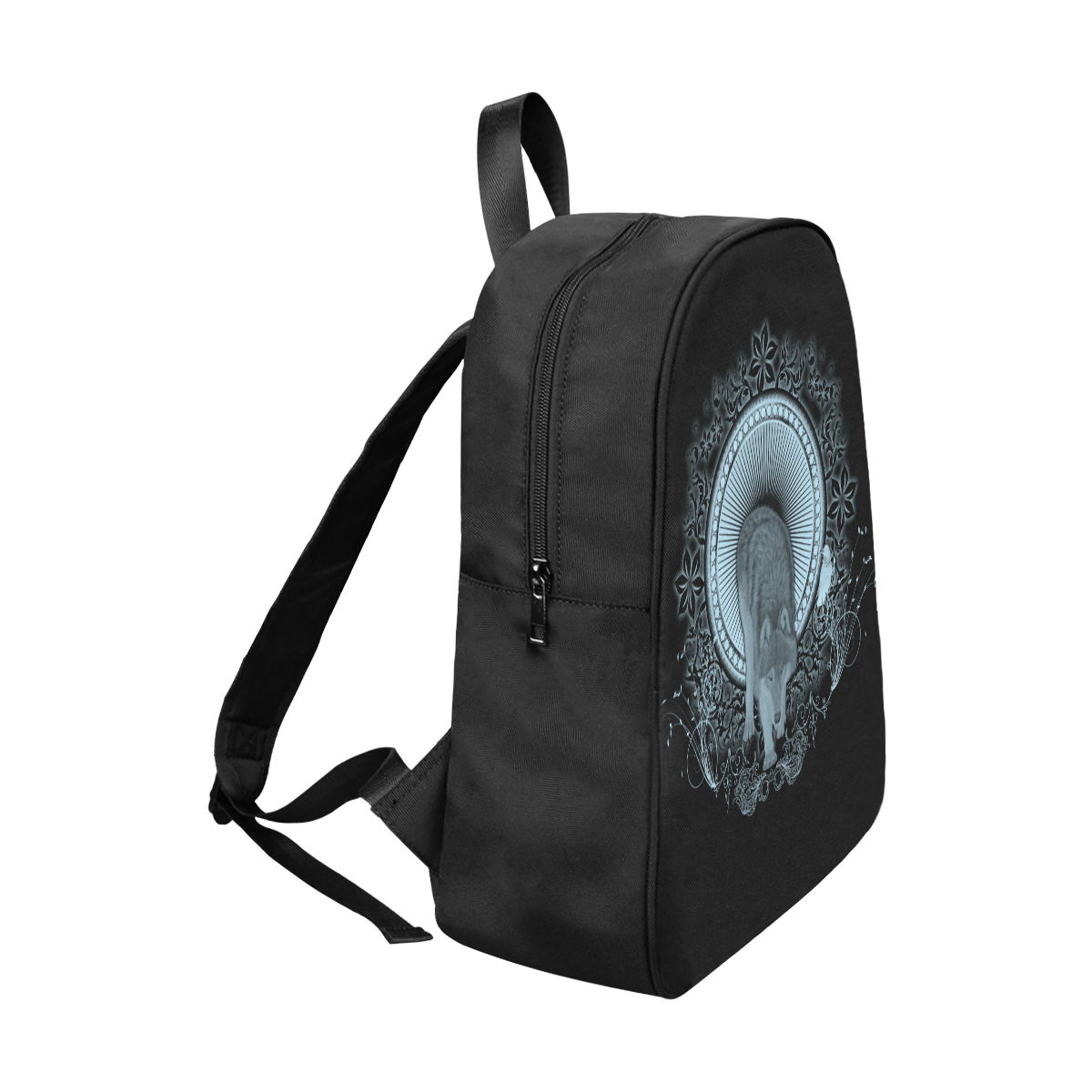 Wolf in black and blue Fabric School Backpack (Model 1682) (Large)