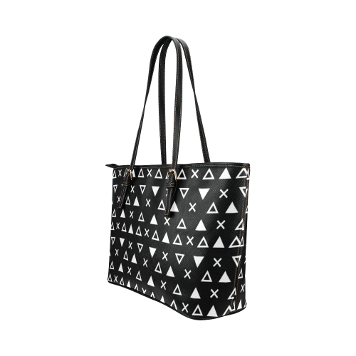 Geo Line Triangle Leather Tote Bag/Small (Model 1651)