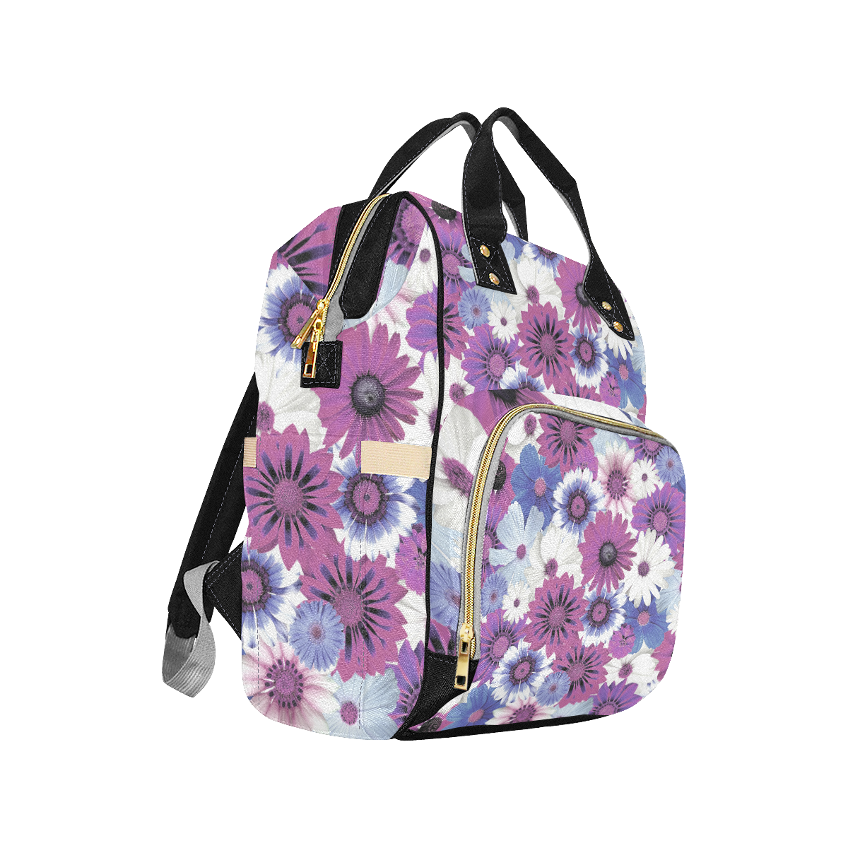 Spring Time Flowers 5 Multi-Function Diaper Backpack/Diaper Bag (Model 1688)