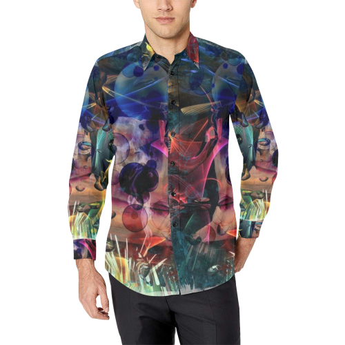 Moon by Nico Bielow Men's All Over Print Casual Dress Shirt (Model T61)