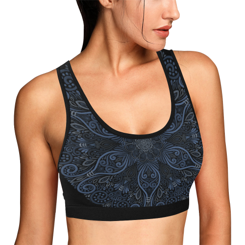 Blue Mandala Pattern with 3D effect Women's All Over Print Sports Bra (Model T52)