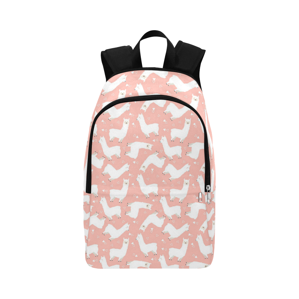 Pink Llama Pattern Fabric Backpack for Adult (Model 1659)