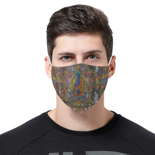 Awesome Thanka With The Holy Medicine Buddha 3D Mouth Mask with Drawstring (Pack of 10) (Model M04)