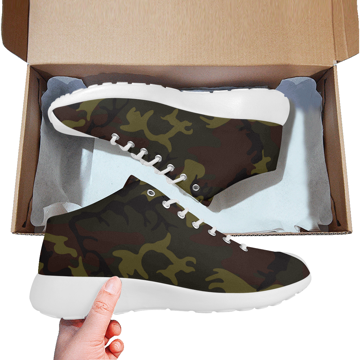 Camo Green Brown Women's Basketball Training Shoes/Large Size (Model 47502)