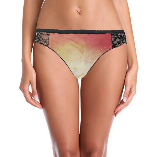 Flower power, soft colors Women's Lace Panty (Model L41)
