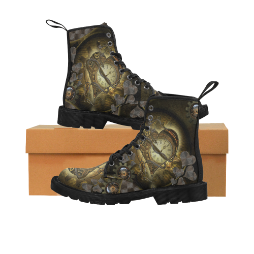 Awesome steampunk heart Martin Boots for Men (Black) (Model 1203H)