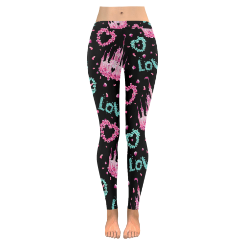 mickeylove10blacklegging Women's Low Rise Leggings (Invisible Stitch) (Model L05)