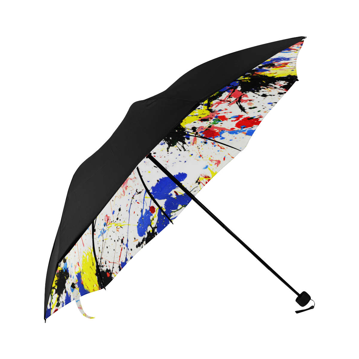 Blue and Red Paint Splatter Anti-UV Foldable Umbrella (Underside Printing) (U07)
