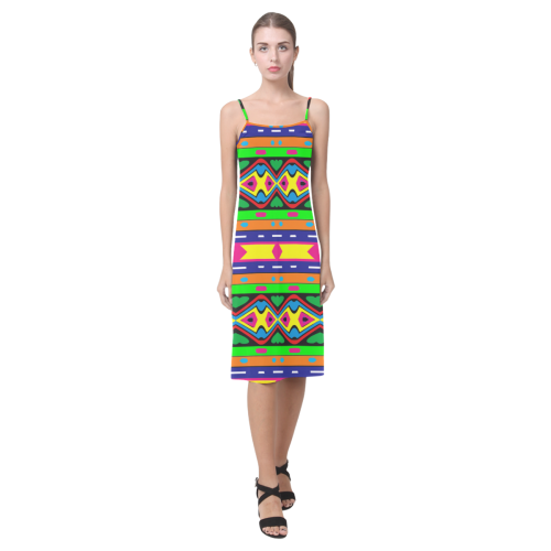 Distorted colorful shapes and stripes Alcestis Slip Dress (Model D05)