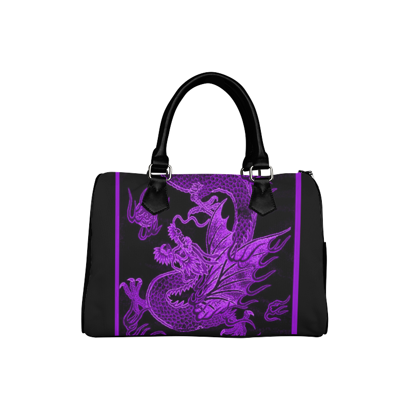 Awesome Purple Japanese Dragon Leather Boston Handbag (Model 1621)