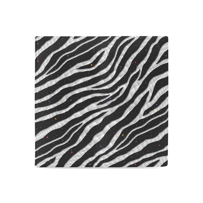Ripped SpaceTime Stripes - White Women's Leather Wallet (Model 1611)
