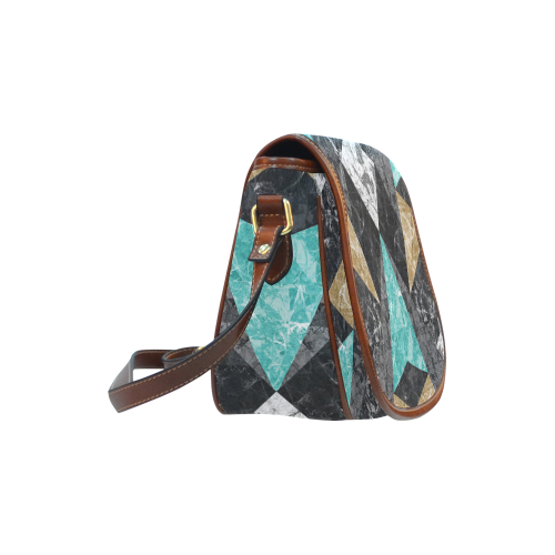 Marble Geometric Background G430 Saddle Bag/Large (Model 1649)