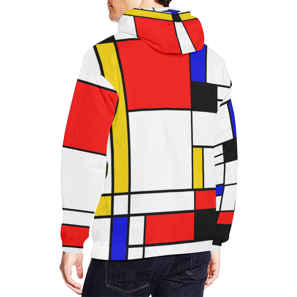 Bauhouse Composition Mondrian Style All Over Print Hoodie for Men (USA Size) (Model H13)
