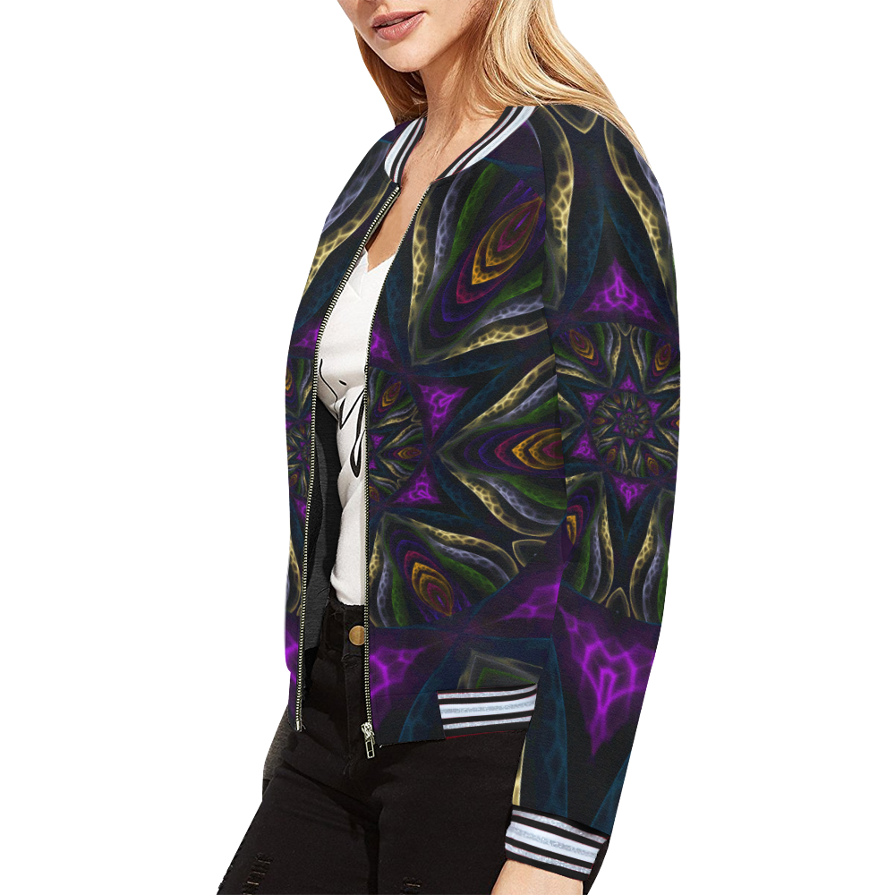 vortex triangles All Over Print Bomber Jacket for Women (Model H21)