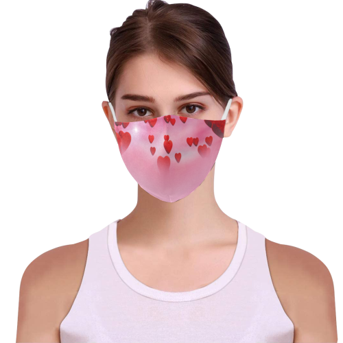 lovely romantic sky heart pattern for valentines day, mothers day, birthday, marriage - face mask 3D Mouth Mask with Drawstring (Pack of 10) (Model M04)