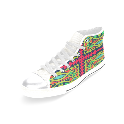 Distorted shapes on a blue background Women's Classic High Top Canvas Shoes (Model 017)