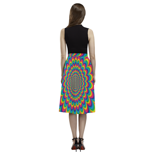 Crazy Psychedelic Flower Power Hippie Mandala Aoede Crepe Skirt (Model D16)