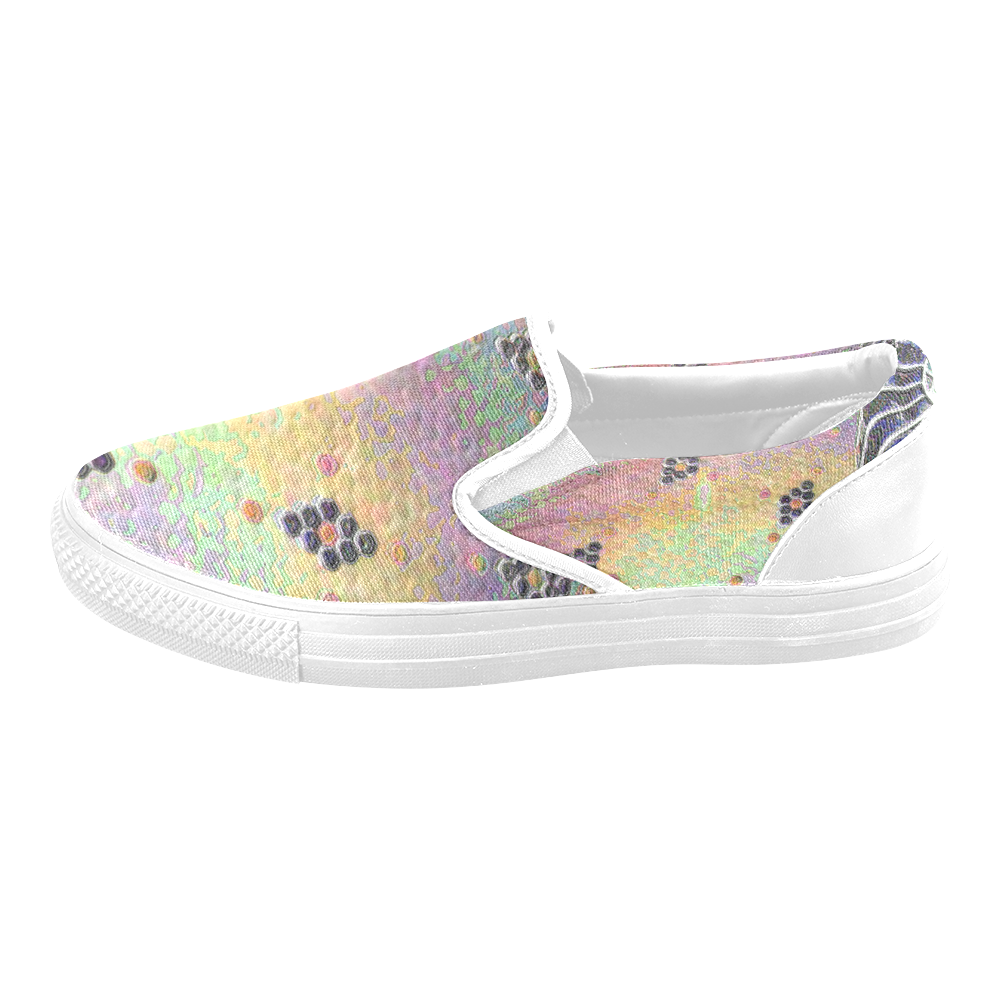 hexagon tile in rainbow colors Slip-on Canvas Shoes for Men/Large Size (Model 019)