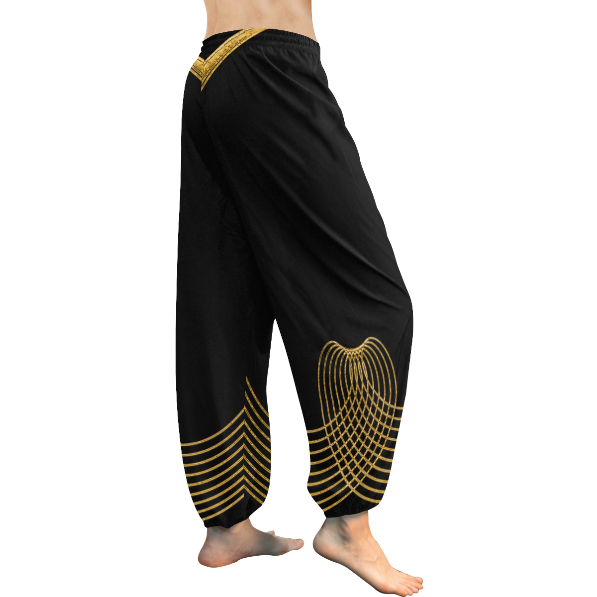 gold heart Women's All Over Print Harem Pants (Model L18)