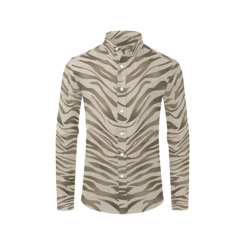 Linen Tiger Animal Print Men's All Over Print Casual Dress Shirt (Model T61)