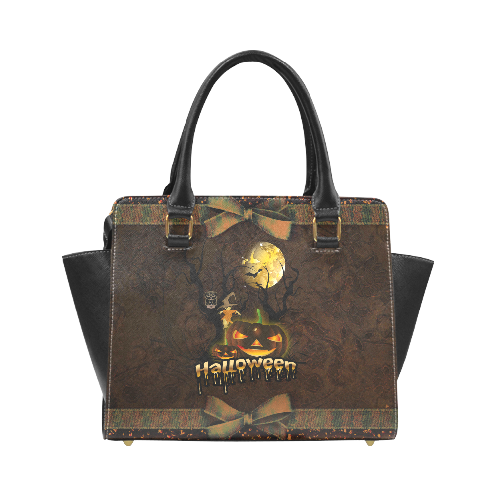 Halloween pumpkin Rivet Shoulder Handbag (Model 1645)
