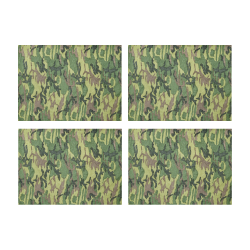 Military Camo Green Woodland Camouflage Placemat 14’’ x 19’’ (Set of 4)
