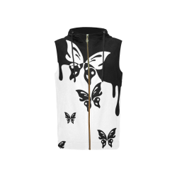 Animals Nature - Splashes Tattoos with Butterflies All Over Print Sleeveless Zip Up Hoodie for Women (Model H16)