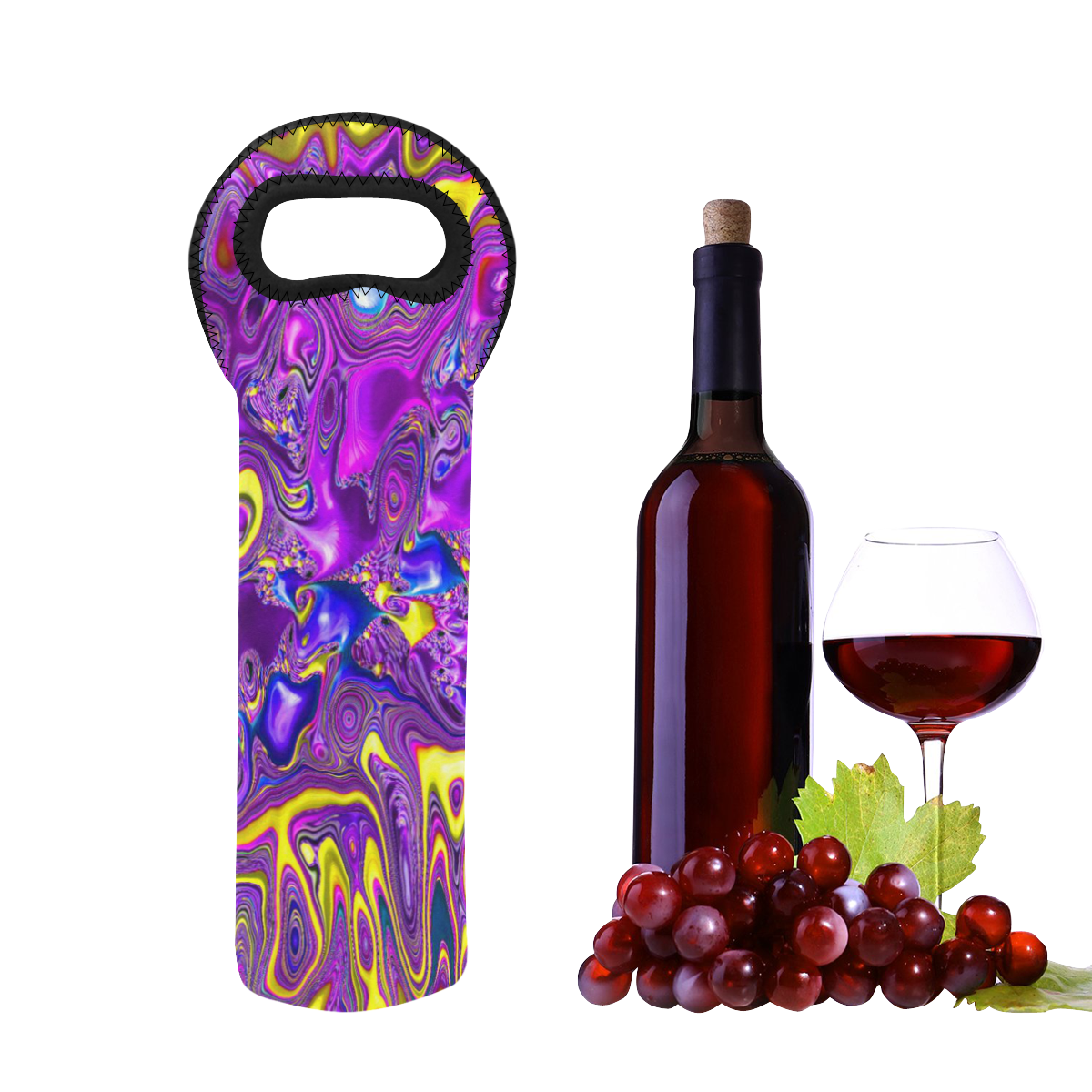 melted fractal 1A by JamColors Neoprene Wine Bag