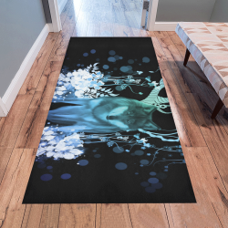 Awesome wolf with flowers Area Rug 7'x3'3''