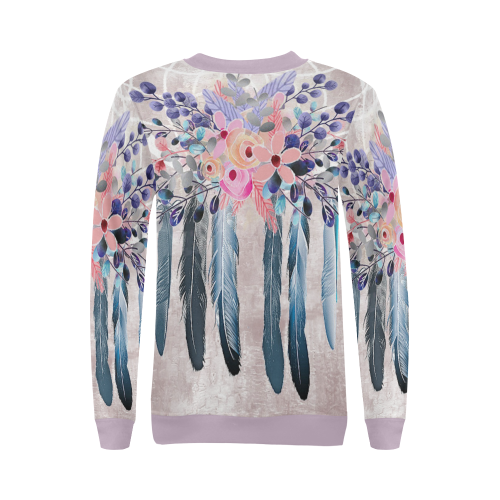 pink dreamcatcher floral All Over Print Crewneck Sweatshirt for Women (Model H18)