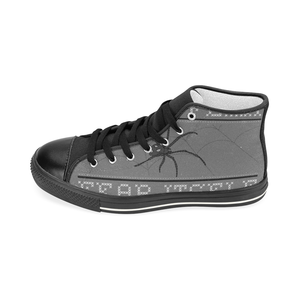 zapato plano de hombre diseño araña Men’s Classic High Top Canvas Shoes (Model 017)