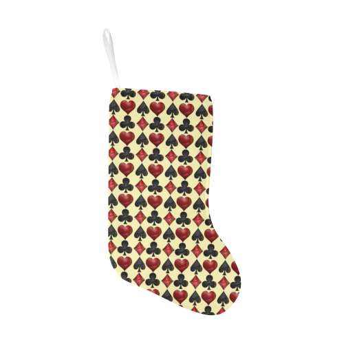 Las Vegas Black and Red Casino Poker Card Shapes on Yellow Christmas Stocking (Without Folded Top)