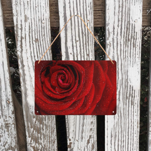 Red rosa Metal Sign 12"x8"