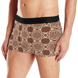 Brown and Beige Flowers Pattern Men's Boxer Briefs with Merged Design (Model  L10)